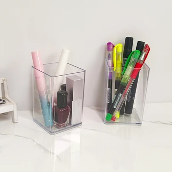 1 шт. ведро для хранения акриловых кистей для макияжа, коробка для хранения карандашей для бровей, простой прозрачный настольный держатель для ручек