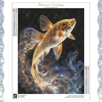 5d алмазная картина с изображением карпа Кои и золотой рыбки, набор для алмазной вышивки Декора стен