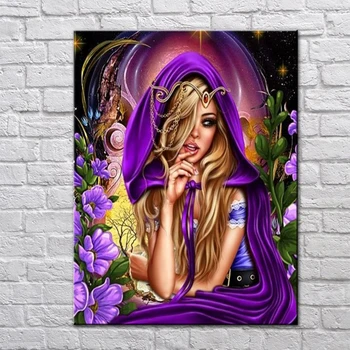 Purple Sexy Queen 5D DIY Diamond Painting Набор для вышивки крестом Полная алмазная вышивка Мозаика Художественное портретное изображение Декор из горного хрусталя