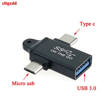 Адаптер для зарядки Android от USB 3.0 до Type C и Micro USB OTG, подходящий для работы с планшетом, жестким диском, флэш-диском, USB-мышью.