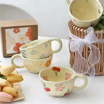 Керамические кружки Кофейные чашки Ручной работы Чашка для чая с молоком неправильной формы в Корейском стиле, Кружка для завтрака из овсянки, Посуда для напитков, Кухня