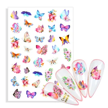 1 Лист весенней голубой бабочки, наклейки с алфавитным рисунком, Цветочные листья, Самоклеящаяся наклейка, слайдер 