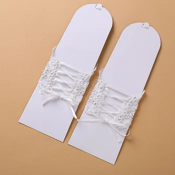 1 пара коротких свадебных перчаток для выпускного вечера, элегантная вышитая бисером кружевная атласная мода для свадебной помолвки, мягкий реквизит для фотосессии