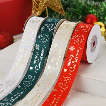 10 ярдов полиэфирной ленты с рождественским принтом, дизайн ручной работы, Подарочные упаковочные ленты для поделок, Рождественское украшение