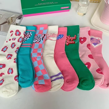 2023 Корейские модные Носки Sweet Woman, Милые носки Love Square, Забавные носки для уличного хип-хопа, скейтбординга, Happy Socks