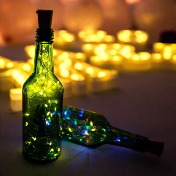 20шт Светодиодная гирлянда из медной проволоки, сказочный свет, декор комнаты, лампа для бутылки вина, включая батарейку, Рождественское свадебное украшение, праздничная лампа