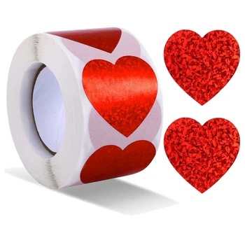 500шт 1,5-дюймовые наклейки в виде сердца, альбом для вырезок в виде сердца, липкий на День Святого Валентина, свадьбу, вечеринку (красный)