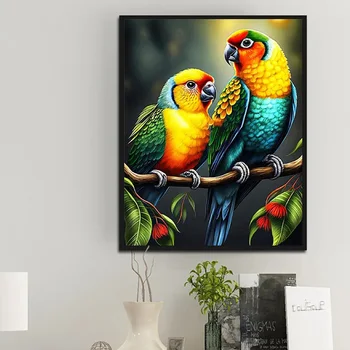 5D Diy Алмазная живопись Попугай, Полная квадратная / Круглая вышивка, Мозаика, Птица, животные, украшения для дома TT770