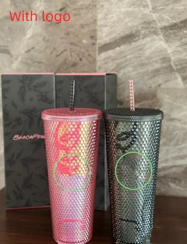 710 мл Нового фирменного стиля Korean Girls 'BP с соломинкой и логотипом durian cup 24 унции diamond tie cup чашка холодного напитка Кофе с коробкой