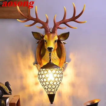 AOSONG Nordic Antlers Настенное бра Креативные Хрустальные Прикроватные светильники Декор для дома Гостиной спальни Прохода