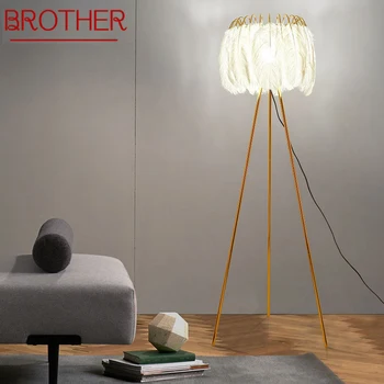 BROTHER Nordic Перо Торшер Современное Искусство Семейная Гостиная Спальня Креативный Светодиодный Декоративный Стоячий Светильник