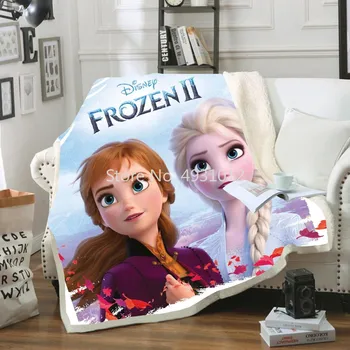 Disney Frozen 2 Эльза Анна Олаф Мультяшное одеяло, покрывало в виде простыни, Теплый Мягкий диван, Шерп-одеяла, подарки на День рождения