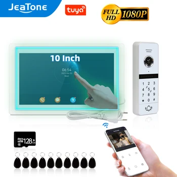 JeaTone 10-дюймовый видеодомофон 1080P WIFI для дома/полный сенсорный экран/Tuya SMART Wireless/Домофон с RFID, разблокировкой паролем