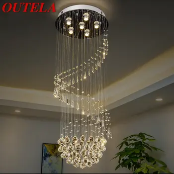OUTELA Современный хрустальный подвесной светильник LED Роскошная креативная вращающаяся люстра для дома, гостиной, двухуровневой виллы