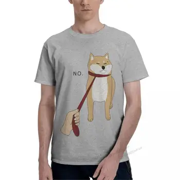 Shiba Inu No Классическая футболка Мужская футболка для отдыха С коротким рукавом, футболка с круглым воротом, одежда для взрослых из 100% хлопка
