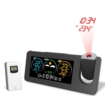 ZX3538 Новые электронные проекционные часы, метеостанция, прогноз погоды, температура и влажность, цифровой будильник, долговечный