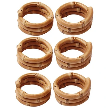 Бамбуковое кольцо для салфеток ручной работы, натуральные держатели для салфеток в деревенском стиле, пряжка для салфеток, набор из 6