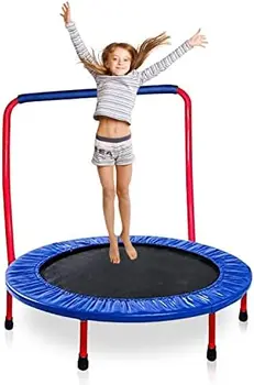 Батут Портативный и складной 36-дюймовый круглый коврик для прыжков для малышей Прочный стальной каркас с подкладкой Fram