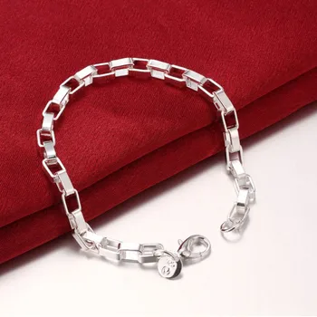 Браслет-цепочка из стерлингового серебра 925 пробы, большой, длиной 5 мм, для женщин, мужчин, свадьбы, помолвки, вечеринки, модные украшения