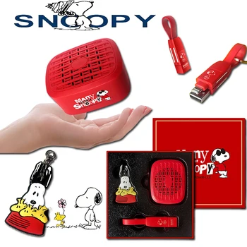 Брелок Для ключей Snoopy Car Doll Ai Bluetooth Smart Speaker 3-в-1 Набор Кабелей для Передачи данных Мультфильм Аниме Периферийный Подарочный Набор Подарок на День Святого Валентина