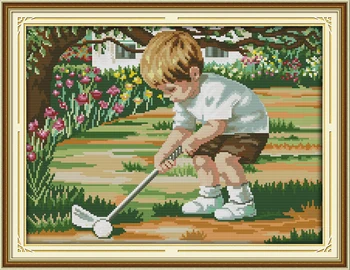 Будущее гольфа, набор для вышивания крестиком, 18 карат, 14 карат, 11 карат, холст с принтом, вышивка, рукоделие ручной работы