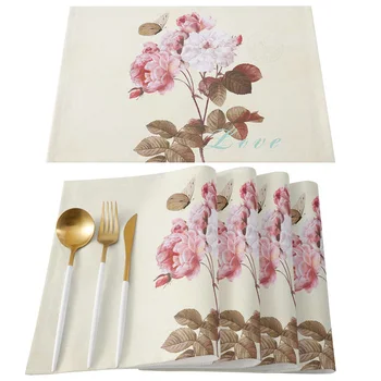 Винтажная салфетка с цветочной бабочкой, декор для свадебной вечеринки, Льняной коврик для стола, Кухонные принадлежности, Салфетка для стола.