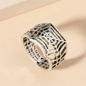 Винтажные кольца с паутиной для женщин и мужчин, модные простые металлические кольца с геометрической имитацией Паутины, Медные Кольца, ювелирные аксессуары