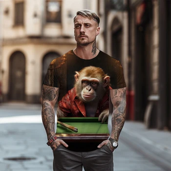 Высококачественная Модная мужская футболка с 3D рисунком Пародийного Орангутанга, футболка с круглым вырезом, Уличная Повседневная мужская футболка Оверсайз
