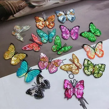 Вышитая пайетками аппликация в виде бабочки, аксессуары для вышивания детской одежды