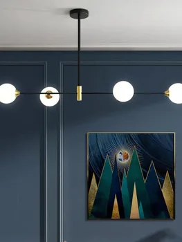 декор для гостиной в коттедже, железный геометрический подвесной светильник, люстра из антикварного дерева, освещение люстры на кухонном острове deco maison
