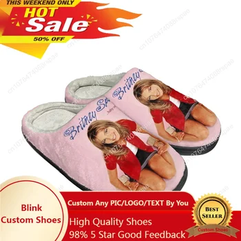 Домашние хлопчатобумажные тапочки Бритни Спирс Мужские женские Плюшевые тапочки для спальни, сохраняющие тепло, теплые домашние тапочки по индивидуальному заказу, обувь для пары