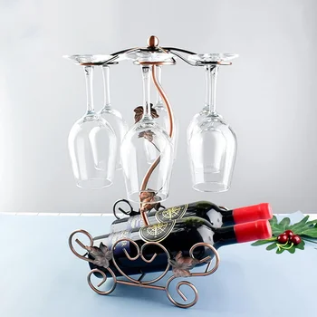 Домашний настольный металлический винный стеллаж и подставка для бокалов Отдельно стоящие подставки для винных бокалов вместимостью 2 бутылки в