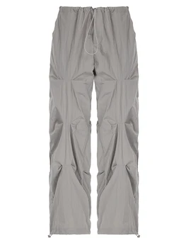 Женские Y2K мешковатые брюки-карго с завязками и высокой талией, парашютные брюки, длинные брюки с карманами