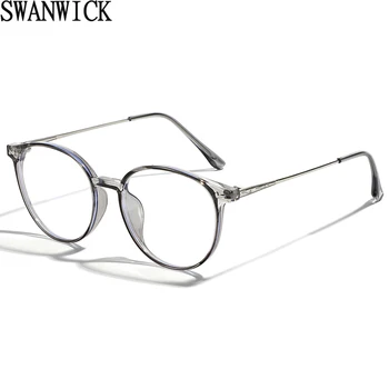 Женские ретро-очки Swanwick в оправе с прозрачными линзами, полуметаллические круглые очки для мужчин, унисекс, коричнево-зеленые, легкие, горячая распродажа