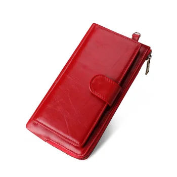 Женский длинный кошелек из натуральной кожи, кошельки RFID, сумка для телефона, портмоне, держатель для карт, Женский дизайнерский клатч, качество