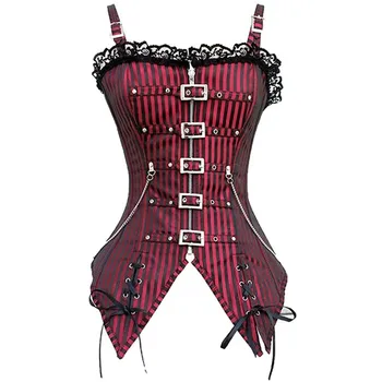 Женский корсет, сексуальное кружевное бюстье на молнии с глубоким вырезом, слинг-жилет в стиле панк-рок, готическая одежда, корректирующее белье, Корсетное бюстье для похудения