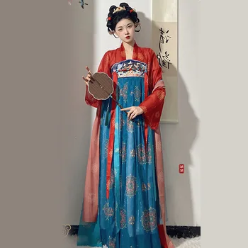 Женское платье Hanfu для взрослых, гладкий шелк, летняя китайская традиционная вышивка высотой до груди, ежедневно улучшающая древние китайские элементы.