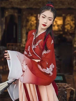 Женское платье для китайских традиционных сценических танцев Hanfu в китайском стиле, женский костюм феи для косплея, Красная одежда Hanfu для Хэллоуина