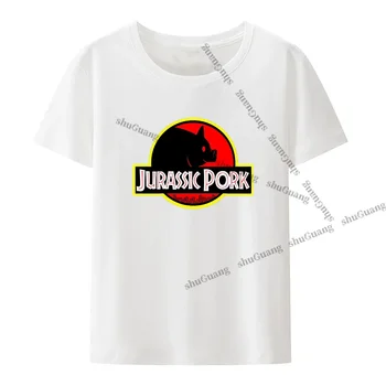 Забавная винтажная футболка с принтом свинины Юрского периода, Топы, мужская одежда, Повседневная уличная одежда, футболки с графическим рисунком, Хлопковая футболка