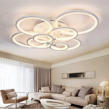 Золотисто-белая современная светодиодная люстра для гостиной, кабинета, внутренних ламп с регулируемой яркостью, светильника для гостиной, фойе