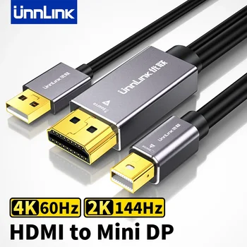 Кабель-конвертер Unnlink 4K 60Hz HDMI в Mini DP для ноутбука с монитором телевизора