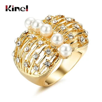 Кинель Горячее Жемчужное кольцо с большой бабочкой для женщин, Модное Коктейльное кольцо золотого цвета с геометрическим рисунком на палец, ювелирные изделия для вечеринок, Bijoux Femme Anel