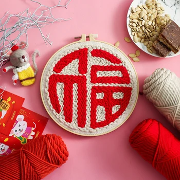 Китайская традиция DIY Набор для вышивания перфорационной иглой с рисунком Вышивка крестом с обручем Набор для рукоделия для начинающих Домашний декор