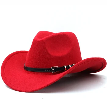 Классическая фетровая джазовая фетровая шляпа с поясом Для женщин, Унисекс, Панама с широкими полями, Ковбойская кепка для вечеринок, Мужская шляпа для джентльмена, свадебная шляпа