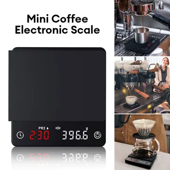 Кухонные Цифровые Весы для Кофе с Таймером 2 кг/0,1 г Высокоточные Кофейные Весы Автоматическая Тарная Шкала Эспрессо для Разливки Капельного Кофе