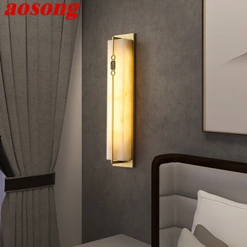 Латунный настенный светильник AOSONG, современные роскошные Мраморные бра, декор для дома, спальни, гостиной, коридора