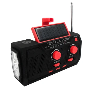 Многофункциональное ручное солнечное радио FM / AM, погодное радио, аварийный светодиодный фонарик для кемпинга на открытом воздухе