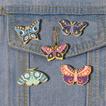 Модная изысканная брошь из сплава с эмалью в виде бабочки с синим хвостом, Значок с милым Насекомым, Модный Шарм, рюкзак с отворотом, Ювелирный Подарок