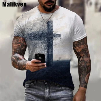 Мужская 3D футболка с принтом Креста Иисуса Христа, повседневная футболка Унисекс с круглым вырезом, Божья Любовь и искупление для мира, мужская 3D футболка