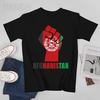 Мужчины с поднятым флагом Афганистана, футболка солидарности Афганцев, футболки с круглым вырезом, женские футболки из 100% хлопка для мальчиков, короткая футболка унисекс